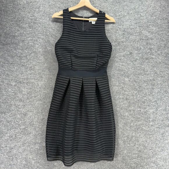 Isani Dress Women M Medium Black Striped Sheath Midi Lined Zipper Sleeveless - Picture 1 of 7